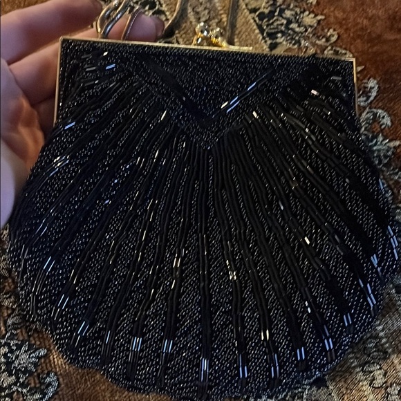 Stylish Black Beaded Evening Bag - Picture 2 of 4